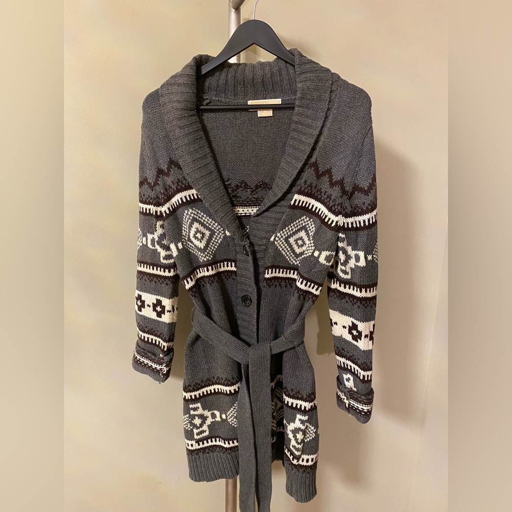 Michael Kors Grey Print Classic Sweater, Cardigan - Picture 2 of 7